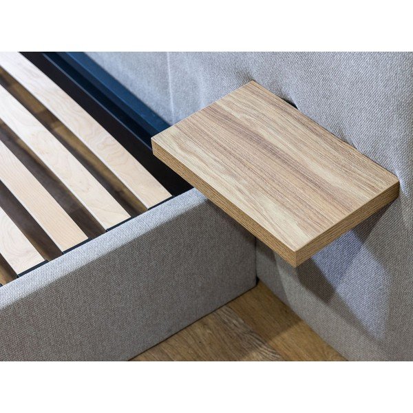 Svetlosivá čalúnená dvojlôžková posteľ s úložným priestorom s roštom 160x200 cm Blandine – Bobochic Paris-image-4