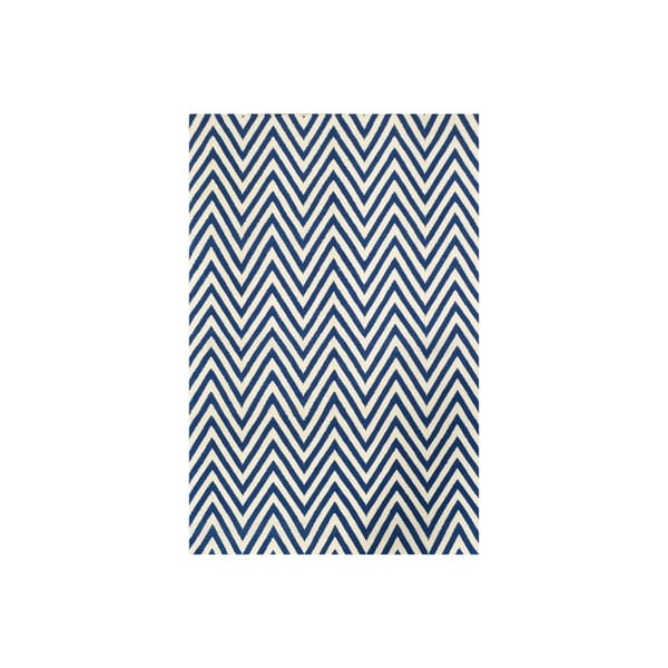 Vlnený koberec Zig Zag Dark Blue, 240x155 cm