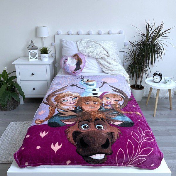Fialová detská deka z mikroplyšu 100x150 cm Frozen Family – Jerry Fabrics-image-2