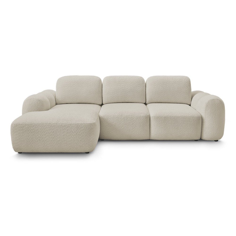 Béžová rozkladacia/s úložným priestorom rohová pohovka z textílie buklé (ľavý roh/s leňoškou) Montaigne – Bobochic Paris