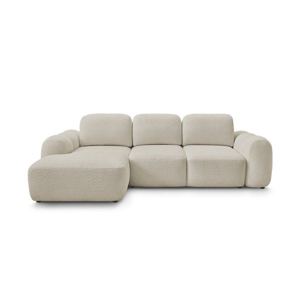 Béžová rozkladacia/s úložným priestorom rohová pohovka z textílie buklé (ľavý roh/s leňoškou) Montaigne – Bobochic Paris