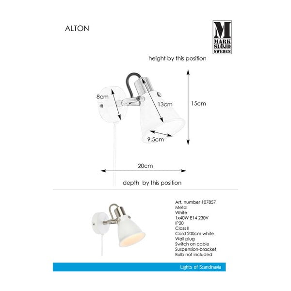 Biele nástenné svietidlo Markslöjd Alton-image-1