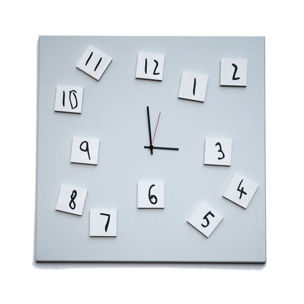 Nástenné hodiny dESIGNoBJECT.it Changing Clock White, 50 x 50 cm