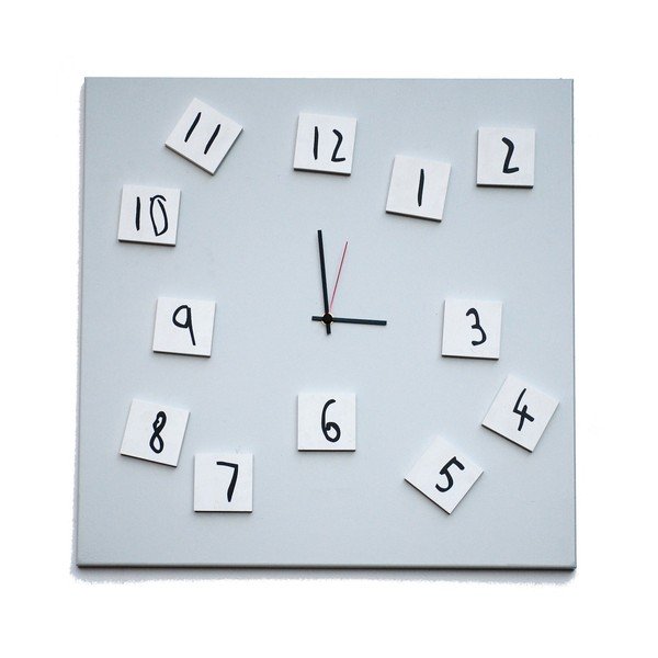 Nástenné hodiny dESIGNoBJECT.it Changing Clock White, 50 x 50 cm