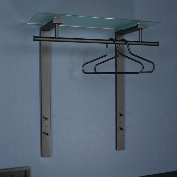 Čierny kovový nástenný vešiak s poličkou 80 cm Dutch – Spinder Design-image-4