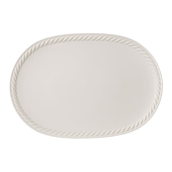Biely porcelánový oválny tanier Villeroy & Boch Montauk, 43 x 30 cm