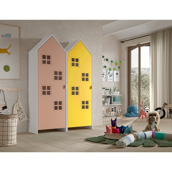 Žlto-ružová detská šatníková skriňa 115x171,5 cm CASAMI BRUGES – Vipack-image-1