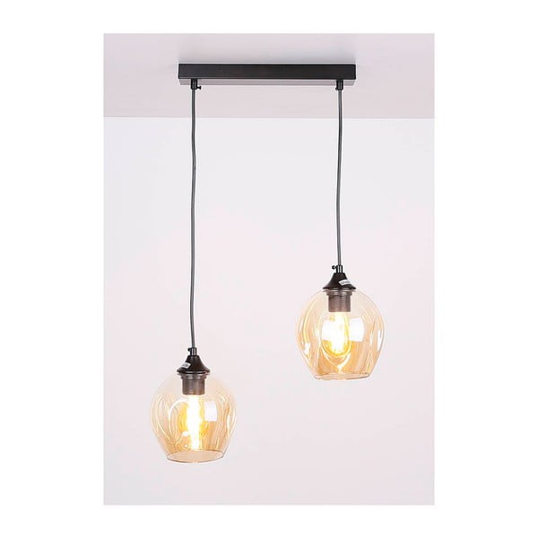 Čierne závesné svietidlo so skleneným tienidlom 14x48 cm Aspa - Candellux Lighting-image-1