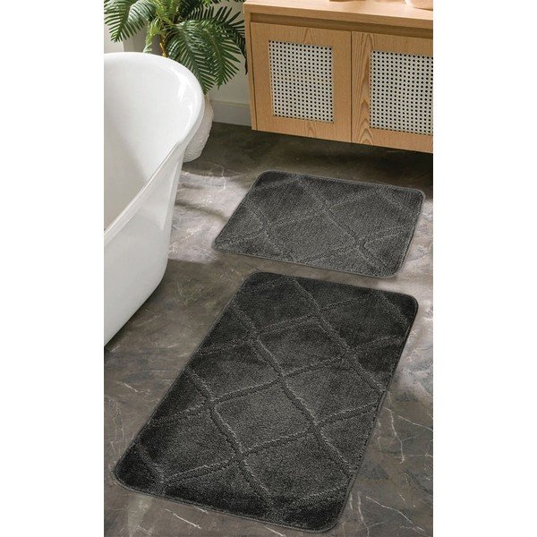 Antracitové kúpeľňové predložky v súprave 2 ks 50x80 cm Cizgili – Foutastic-image-1
