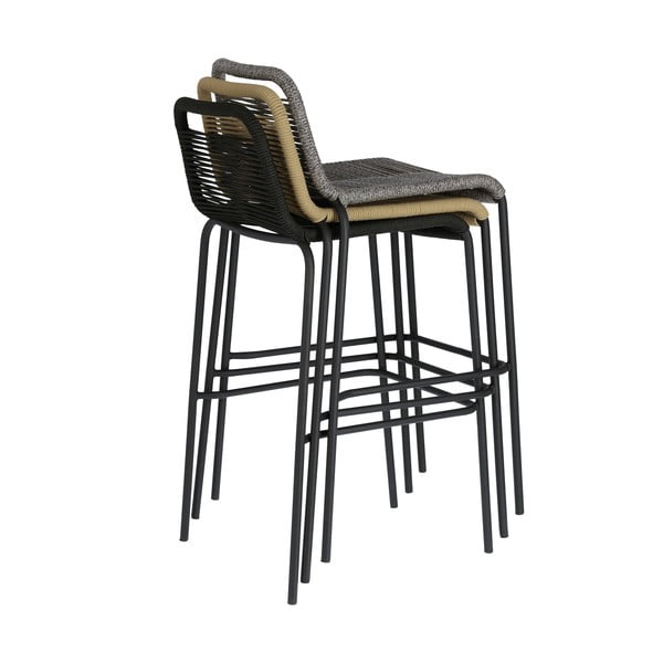 Béžová barová stolička s oceľovou konštrukciou Kave Home Glenville, výška 74 cm-image-3