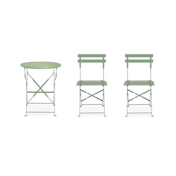 Šalviovozelená oceľová záhradná jedálenská súprava pre 2  Austin – Bizzotto-image-4