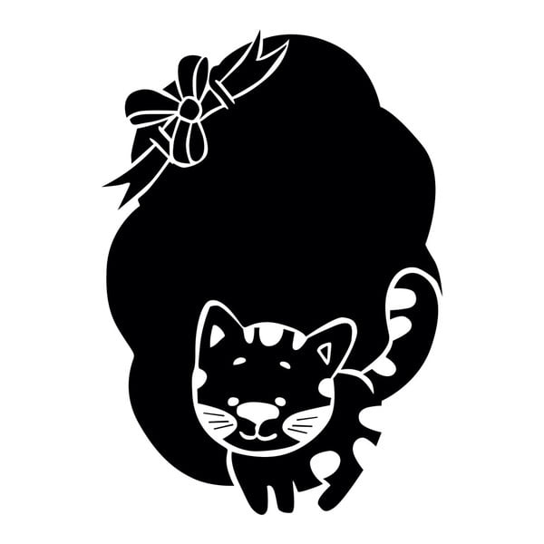 Čierna nástenná popisovacia samolepka Chalk Kitten