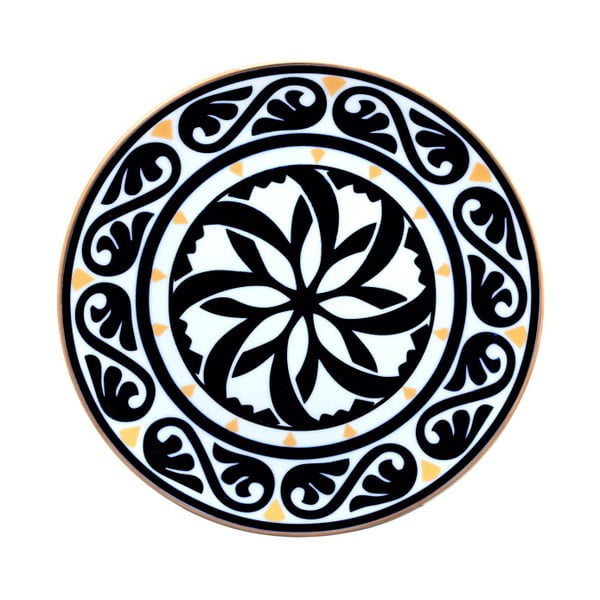 Čierno-biely porcelánový tanier Vivas Peona, Ø 23 cm