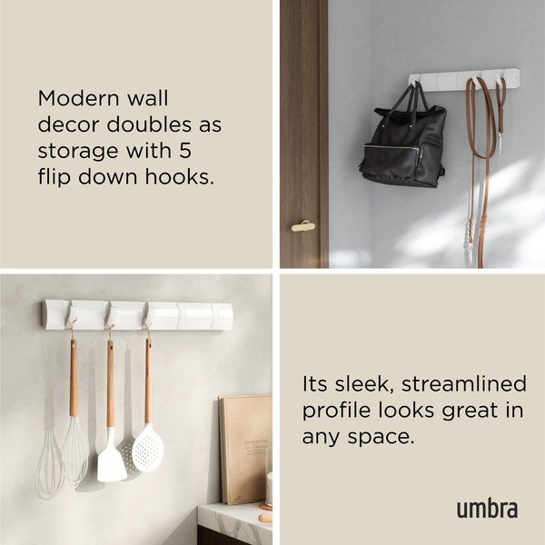 Matne biely nástenný vešiak z borovicového dreva 51 cm Flip – Umbra-image-4