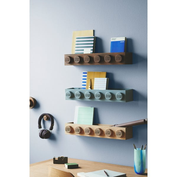 Detská nástenná polica z tmavo moreného dubového dreva LEGO® Wood-image-2