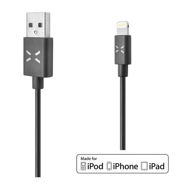 Čierny USB datový kábel Fixed TO Lightning s konektorom Lightning, MFI, 1m