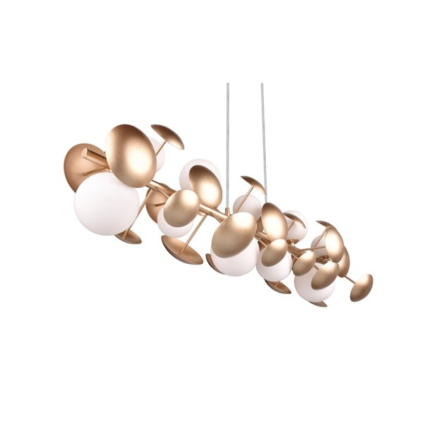 Závesné svietidlo so skleneným tienidlom v zlato-bielej farbe Bubble – Trio Select-image-3