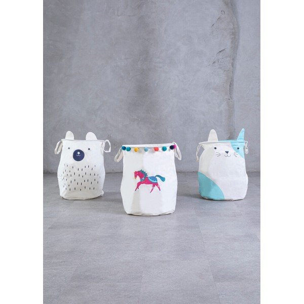 Biely látkový detský kôš na hračky ø 40x48 cm Mimo Cat Face – Premier Housewares-image-2