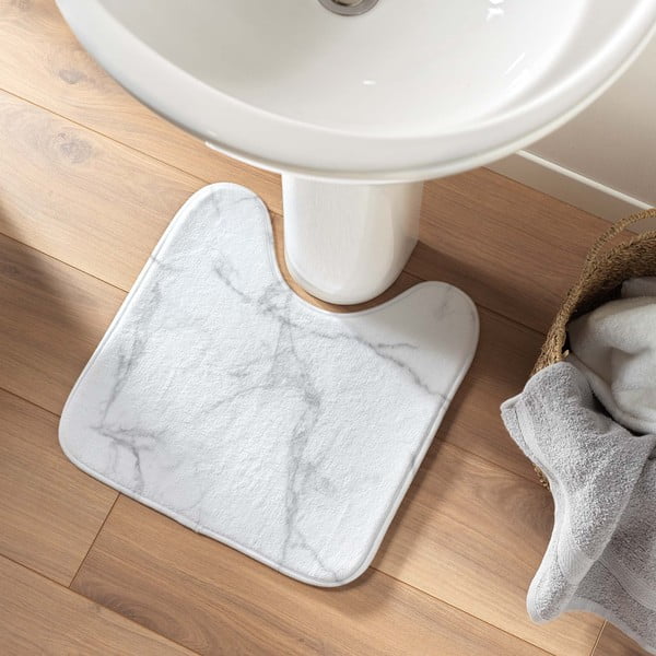Biela/sivá WC kúpeľňová predložka 45x45 cm Marbre – douceur d'intérieur-image-1