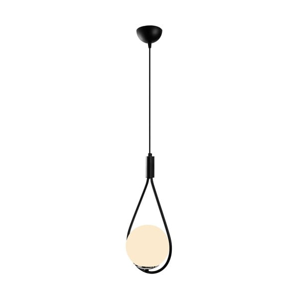 Čierno-biele závesné svietidlo so skleneným tienidlom Mudoni – Opviq lights-image-2