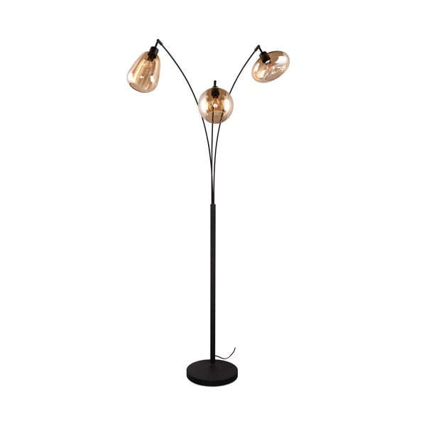 Čierno-oranžová stojacia lampa so skleneným tienidlom (výška 200 cm) Lumina – Trio-image-2