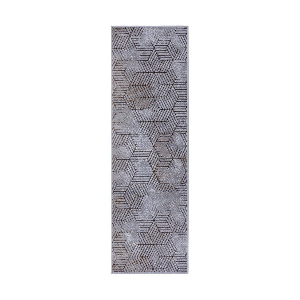 Sivý behúň Hanse Home Lux Polygón, 70 x 300 cm