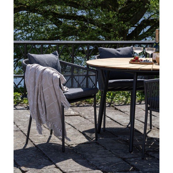 Tmavosivá kovová/polstrovaná záhradná stolička Salerno – House Nordic-image-1