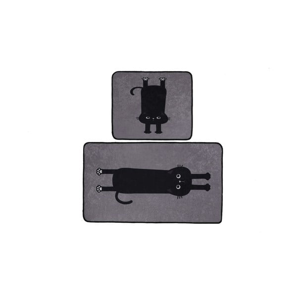 Čierno-sivé kúpeľňové predložky v súprave 2 ks 60x100 cm Comfort – Foutastic