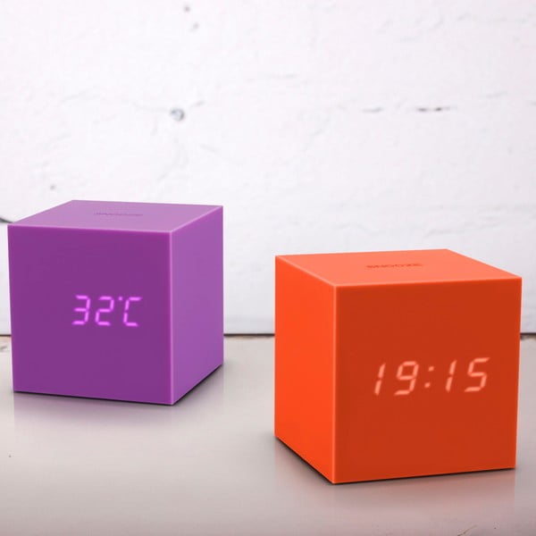 Fialový LED budík Gingko Gravitry Cube-image-1