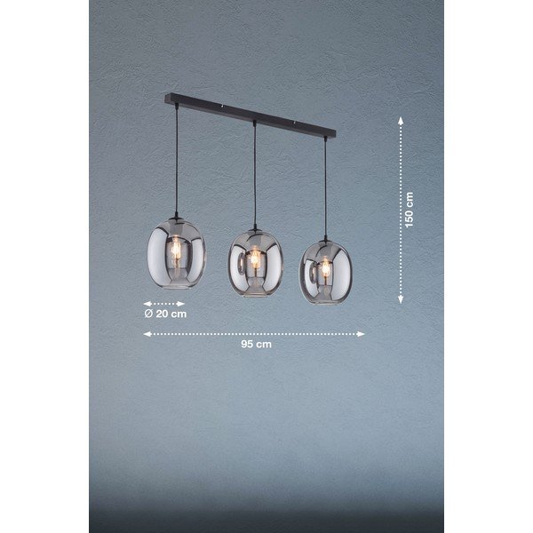 Čierne závesné svietidlo so skleneným tienidlom Nayla – Fischer & Honsel-image-2