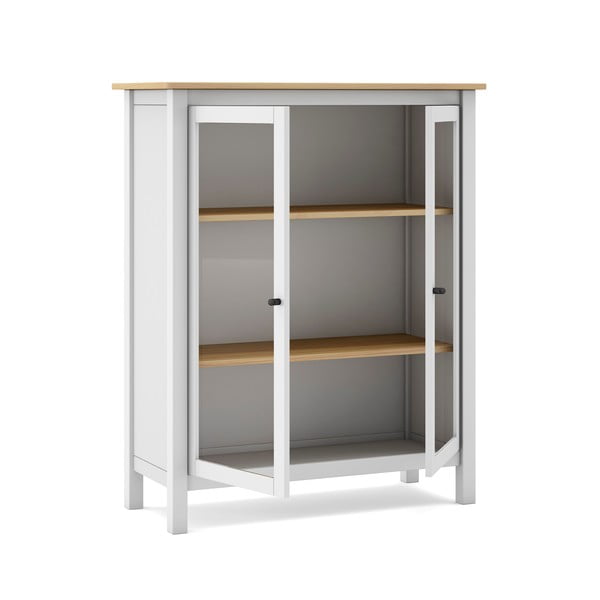 Biela/prírodná vitrína z borovicového dreva 90x110 cm Misti – Marckeric-image-4