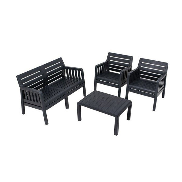 Antracitová záhradná lounge súprava pre 4 Lara – Floriane Garden