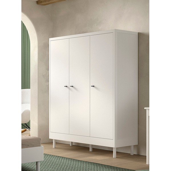 Biela detská šatníková skriňa z bukového dreva 146x190x55 cm Forrest – Vipack-image-1