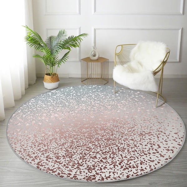 Prateľný okrúhly koberec v sivo-medenej farbe vhodný pre robotické vysávače ø 100 cm Comfort – Mila Home-image-1