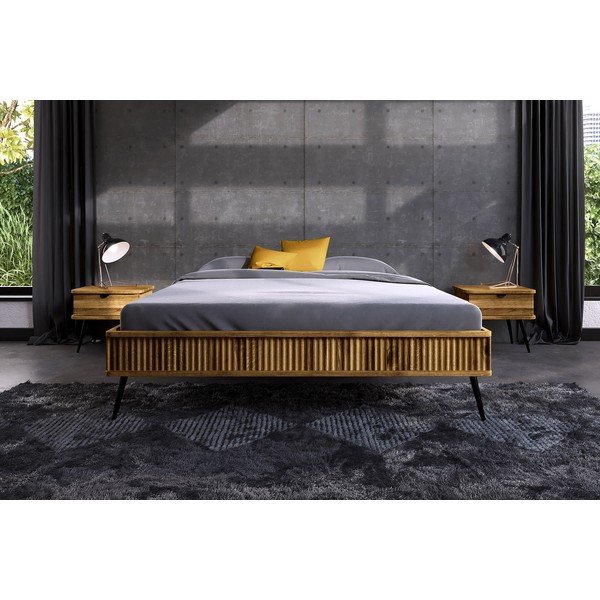 Dvojlôžková posteľ z dubového dreva 140x200 cm Kula - The Beds-image-1