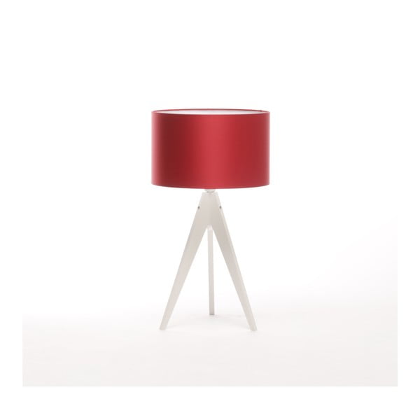 Červená stolová lampa Artist, biela lakovaná breza, Ø 33 cm