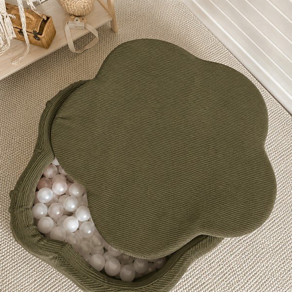 Khaki menčestrový bazénik s loptičkami ø 90 cm výška  30 cm – Meowbaby-image-1