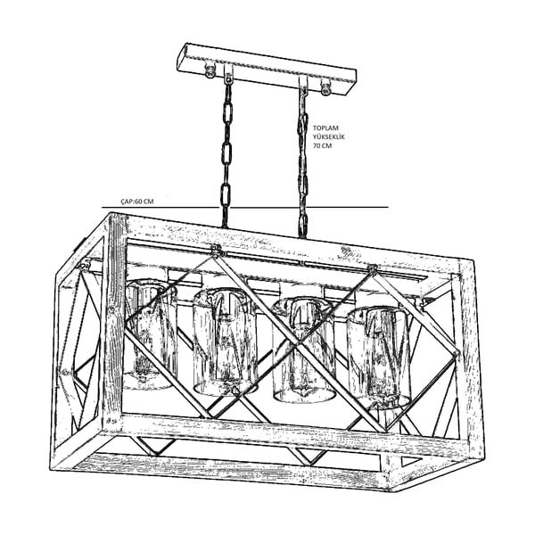 Závesné svietidlo z hrabového dreva Zikzak Camlı 4lü-image-1