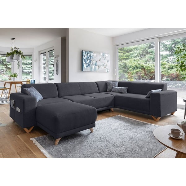 Antracitová rozkladacia/s úložným priestorom rohová pohovka (pravý roh/do tvaru "U") Classy Sophie – Miuform-image-3