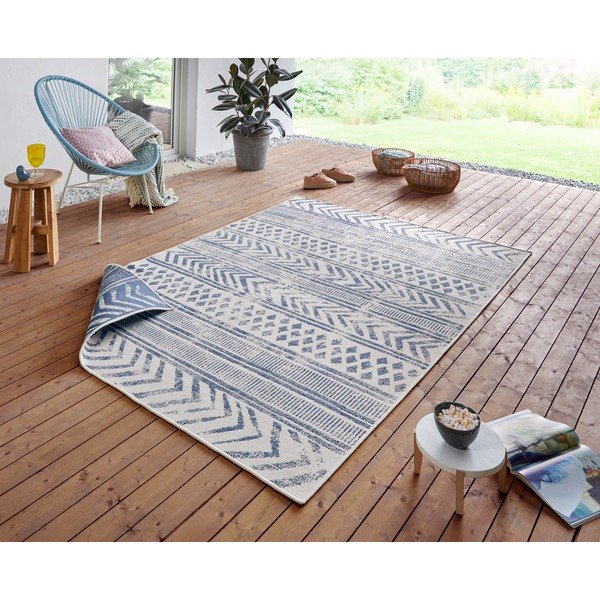 Modro-krémový vonkajší koberec NORTHRUGS Biri, 200 x 290 cm-image-1