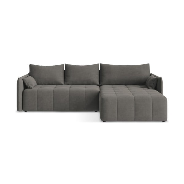 Tmavosivá rozkladacia/s úložným priestorom rohová pohovka (pravý roh/s leňoškou) Moku – Makamii