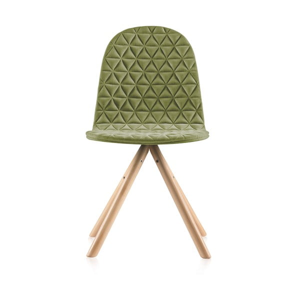 Svetlozelená stolička s prírodnými nohami IKER Mannequin Triangle