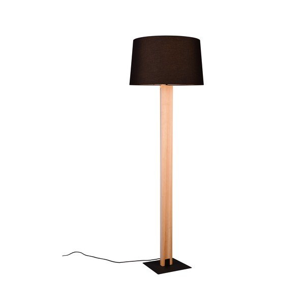 Stojacia lampa v čiernej a prírodnej farbe s textilným tienidlom (výška 150 cm) Rahul – Trio-image-2