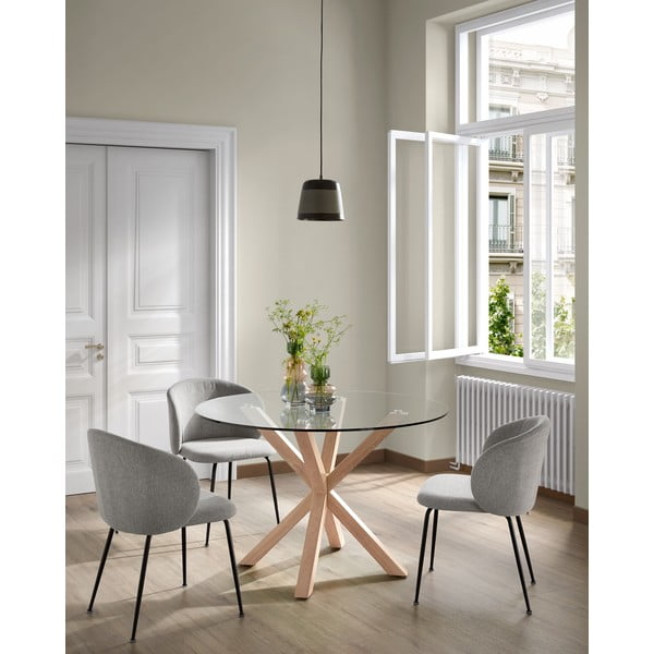 Sivé čalúnené jedálenské kreslo Minna – Kave Home-image-2