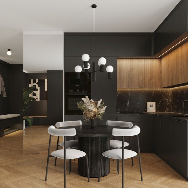 Čierne závesné svietidlo so skleneným tienidlom Orbital – Sollux-image-2