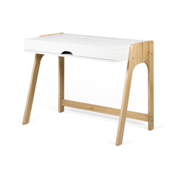 Písací stôl v dekore dubového dreva s bielou doskou TemaHome Aura