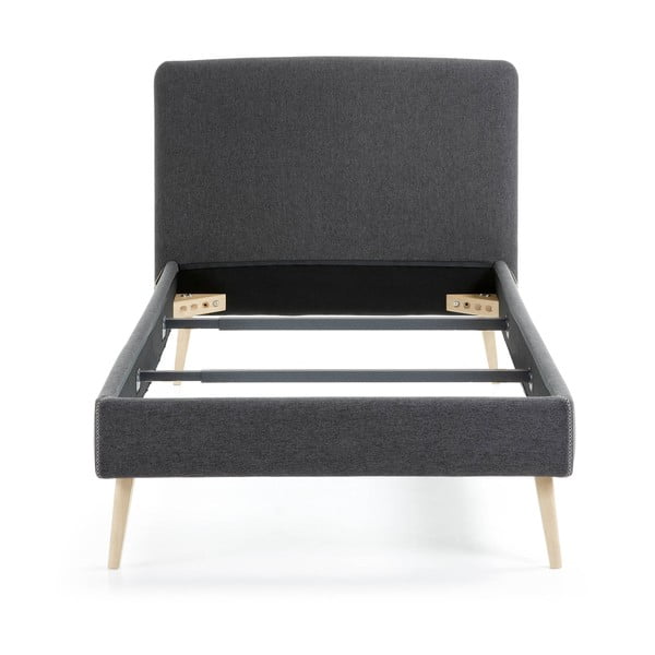 Tmavosivá polstrovaná posteľ Kave Home Lydia, 90 x 190 cm-image-2