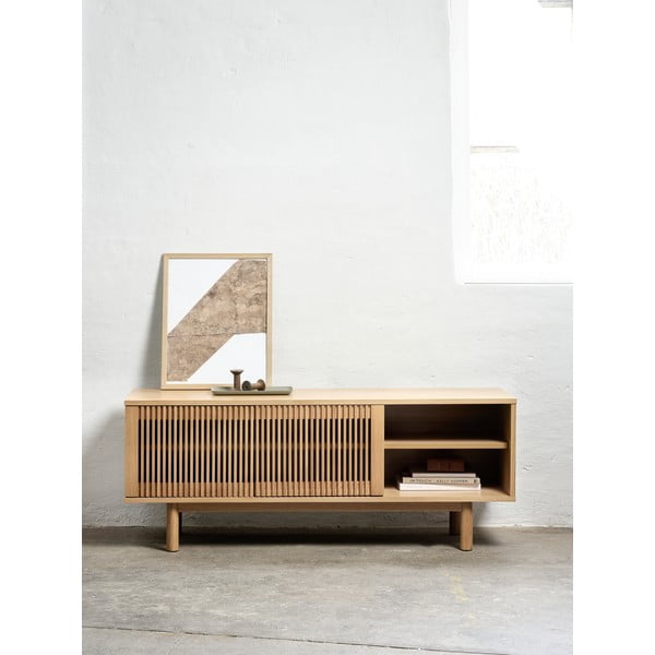 TV stolík v dekore duba v prírodnej farbe 143x55 cm Tiber – Unique Furniture-image-1