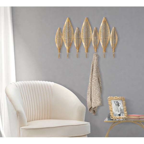 Kovový nástenný vešiak v zlatej farbe Long Leaf – Mauro Ferretti-image-1