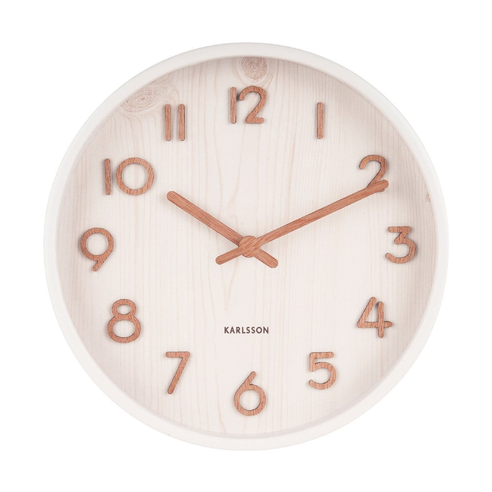 Biele nástenné hodiny z lipového dreva Karlsson Pure Small, ø 22 cm